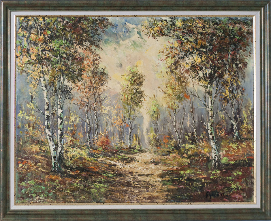 John Bevort (1917 - 1996), olieverf op doek, bosgezicht, gesigneerd verkocht voor € 300!