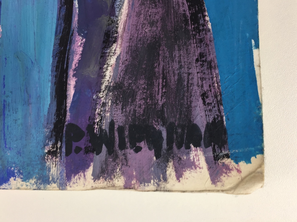 Piet Wiegman, acrylverf op schilderskarton, 'Zeven figuren' kopen? Bied vanaf 1!