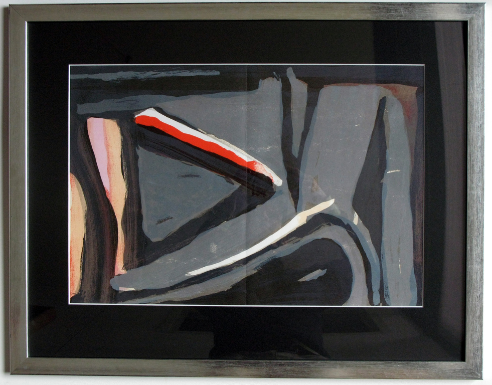 BRAM VAN VELDE - groot abstract werk 1982 - INGELIJST en in ONBERISPELIJK staat. kopen? Bied vanaf 100!