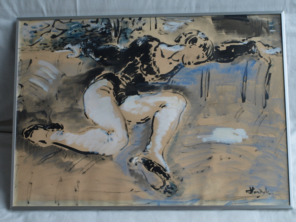 Gerard Hordijk : Gouache , Balletdanseres – gesigneerd & ingelijst – ca 1935   kopen? Bied vanaf 250!