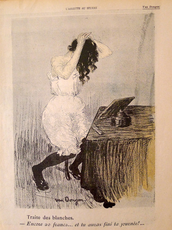 Kees van Dongen,Lithografisch afgedrukte tekening uit L'Assiette au Beurre,1901 verkocht voor € 125!