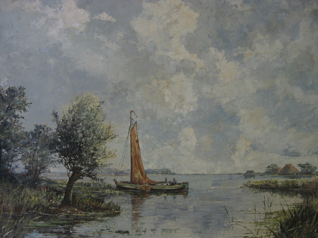 Adrianus Visser 1887-1969 GROOT olieverf "de Vlietlanden" ca. 1930 kopen? Bied vanaf 1!