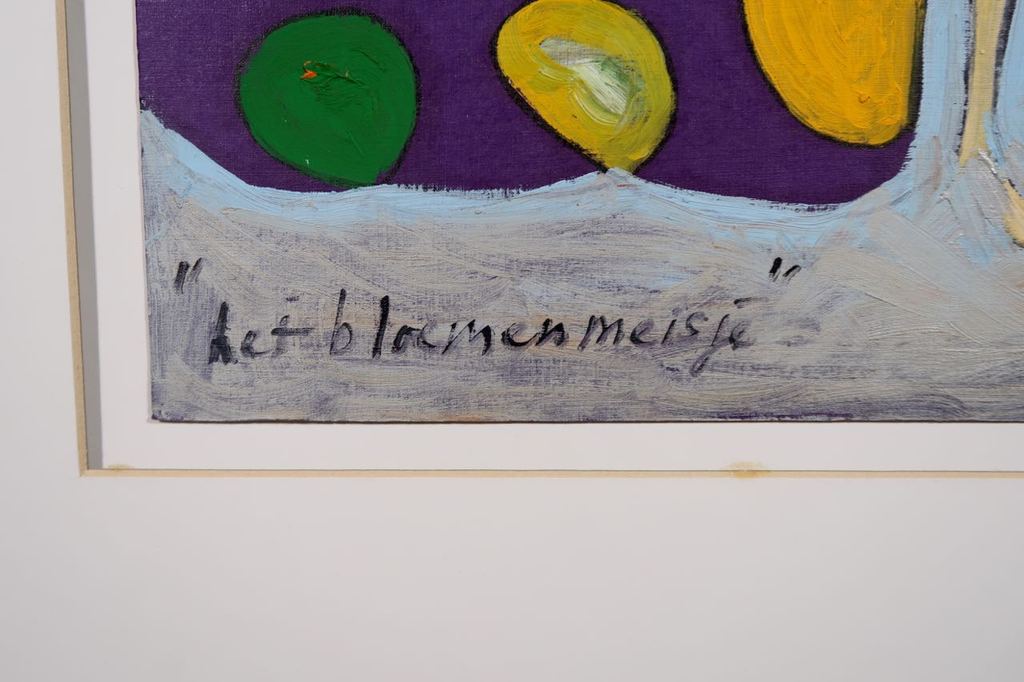 Meertje Kaal: Olieverf op papier, Het bloemen meisje - Ingelijst kopen? Bied vanaf 1!