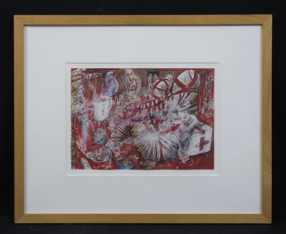 Paul Klemann: Gemengde techniek, Het ziekenhuis - Ingelijst verkocht voor € 150!