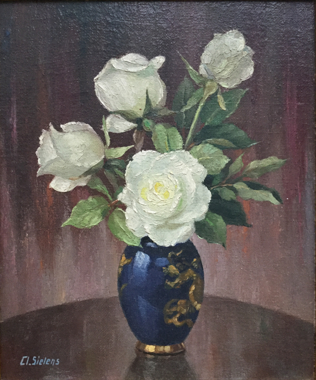 Clement Sielens - Olie op paneel - Bloemstilleven kopen? Bied vanaf 1!