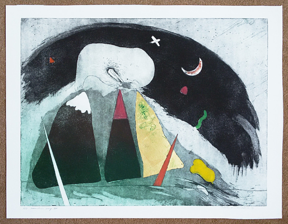 Michel van Overbeeke - Mountain song IV, aquatint ets met bladgoud kopen? Bied vanaf 60!