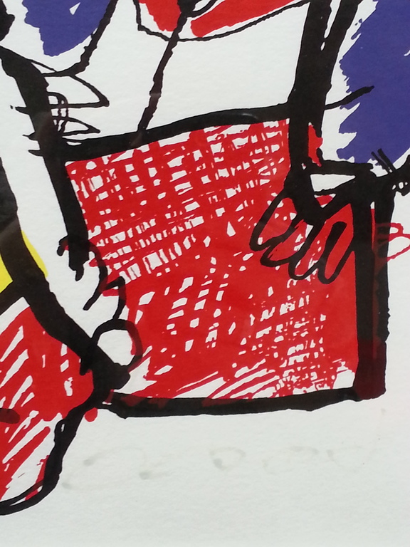 Herman Brood, zeefdruk op papier in zwarte lijst, Titel:  kopen? Bied vanaf 75!