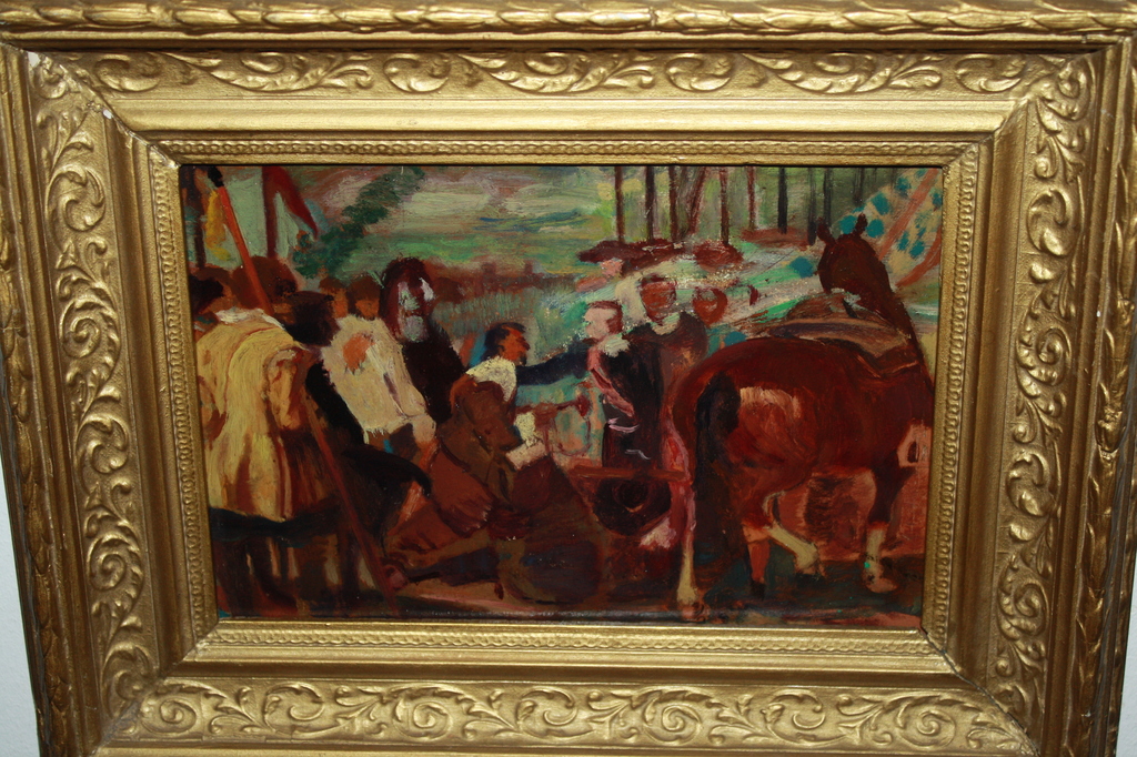 SOLDATEN MET PAARDEN  olieverf - GEEN RESERVE PR kopen? Bied vanaf 1!