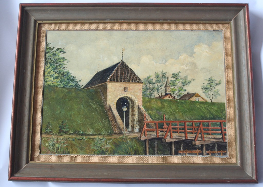 Onbekende kunstenaar - olieverf op paneel - Friese Poort Bourtange - gesigneerd kopen? Bied vanaf 1!