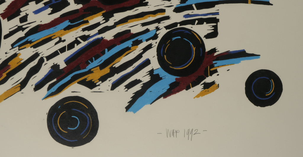 Hans Wap: Pastel en Acryl op papier, Outer space - Ingelijst (Groot!) kopen? Bied vanaf 200!