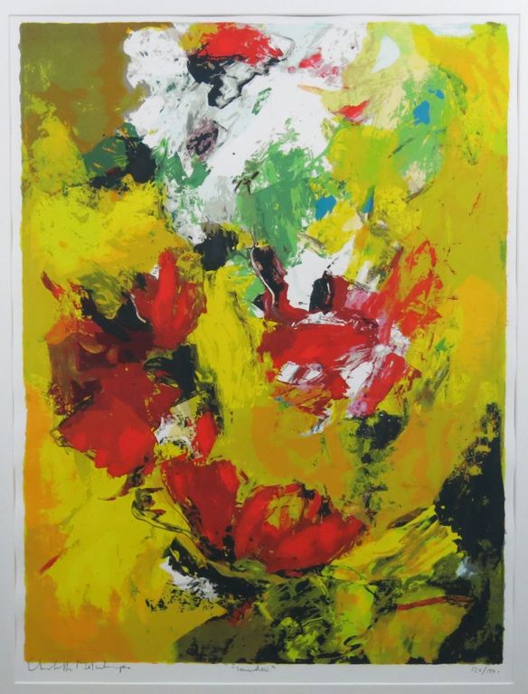 Charlotte Molenkamp: Zeefdruk, Zomertuin - Ingelijst (Groot) verkocht voor € 170!