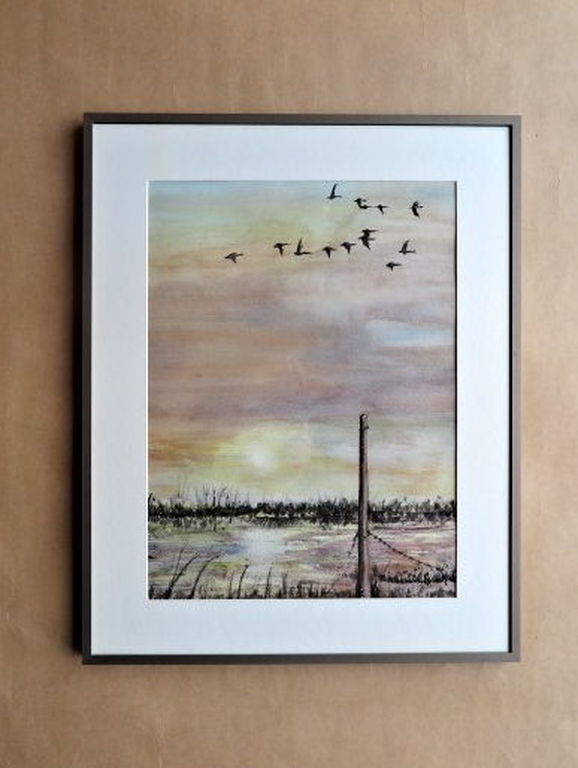 Toegeschreven aan Jan Goedhart (ongesigneerd) -Vogels in polder -in nette lijst kopen? Bied vanaf 1!