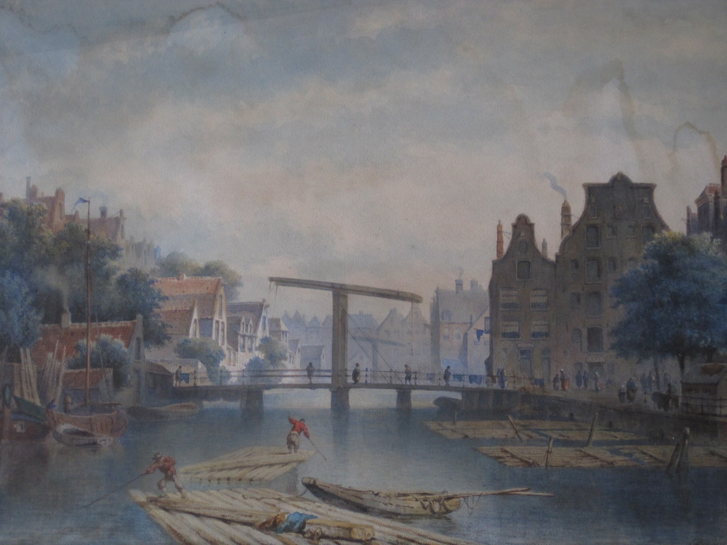 prachtige 19e eeuwse aquarel Amsterdam verkocht voor € 515!