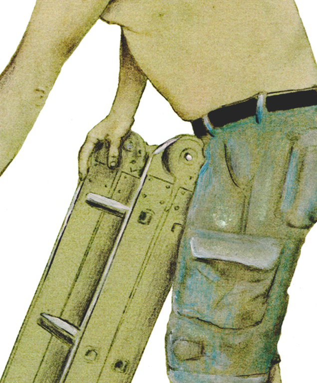 Henk Olijve, acryl, inkt en potlood op papier, Laddermannen kopen? Bied vanaf 25!