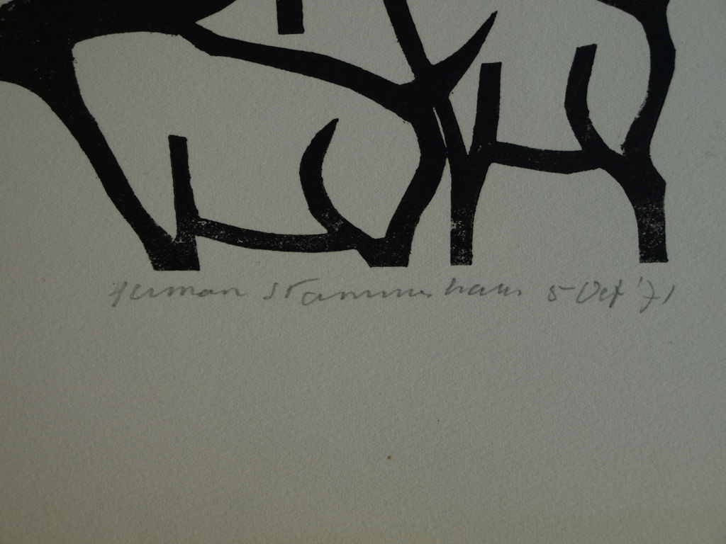 Herman Stammeshaus :  Houtsnede – Kudde II – 1971 – oplage 8 ex. kopen? Bied vanaf 25!