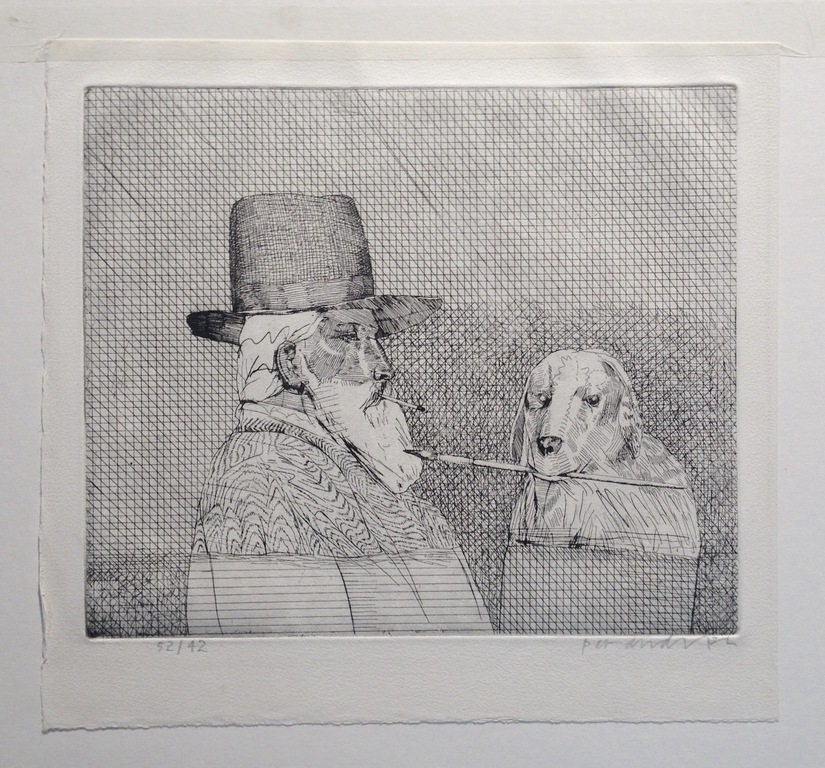 Pat Andrea, "Schilder en zijn Hond", ets verkocht voor € 75!