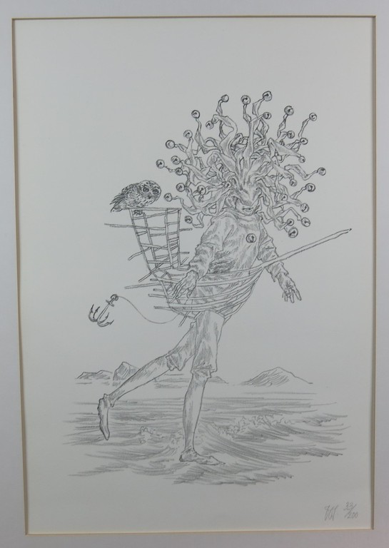 Peter Vos: Litho, Narrenschip met uil kopen? Bied vanaf 80!