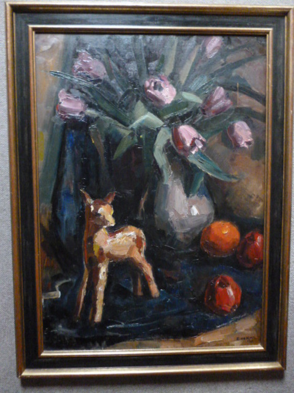 Ewoud de Kat - Olieverf - Stilleven met tulpen verkocht voor € 295!