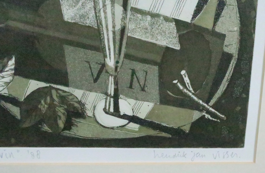 Hendrik Jan Visser: Ets, Vin - Ingelijst kopen? Bied vanaf 35!