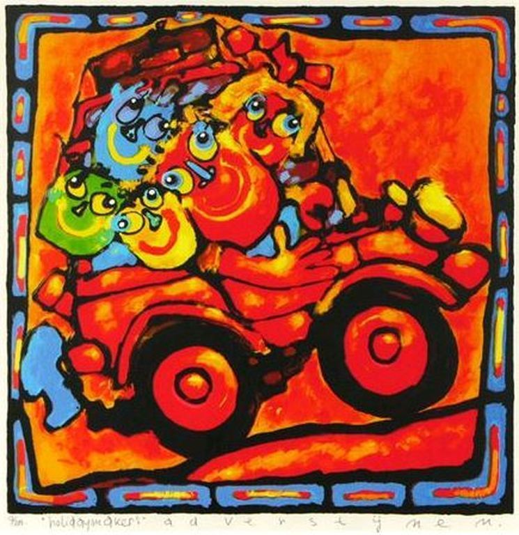 AD VERSTIJNEN  Gr Zeefdruk   HOLIDAYMAKERS  Handgesigneerd verkocht voor € 155!