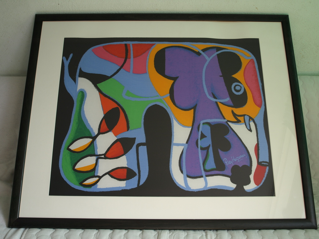 Patty Harpenau - Zeefdruk op Linnen – Olifant – Ingelijst, 82x102 cm kopen? Bied vanaf 150!