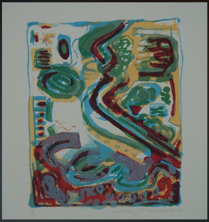Caroline J. Gresnigt: Lithografie, Abstracte Compositie kopen? Bied vanaf 20!