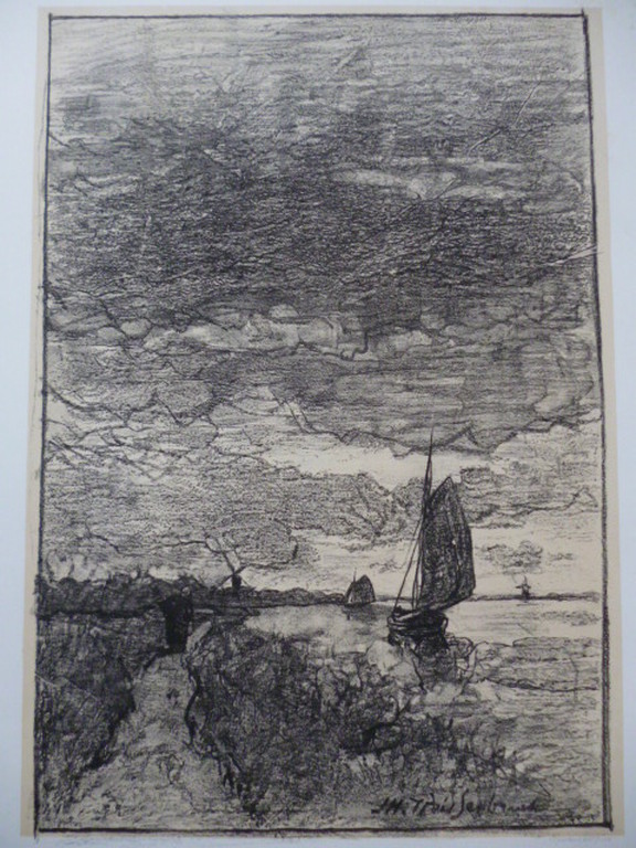 Jan Hendrik Weissenbruch - litho - Aan het Spaarne bij Haarlem verkocht voor € 45!