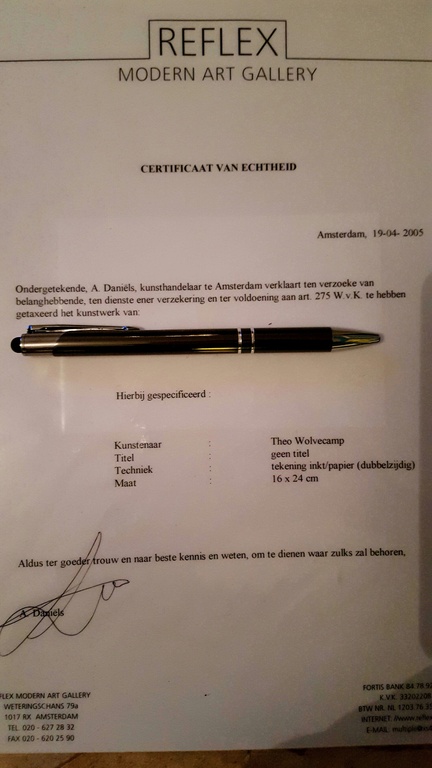 Theo Wolvecamp, inkt tekening op papier (dubbelzijdig) kopen? Bied vanaf 750!