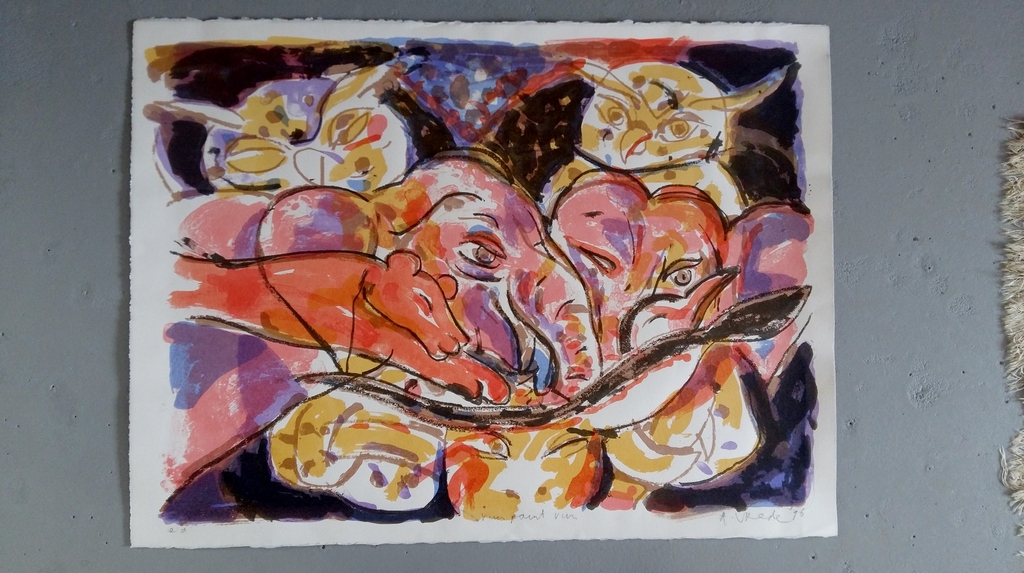 Anton Vrede, zeefdruk, titel 'Run paint run', niet ingelijst verkocht voor € 49!