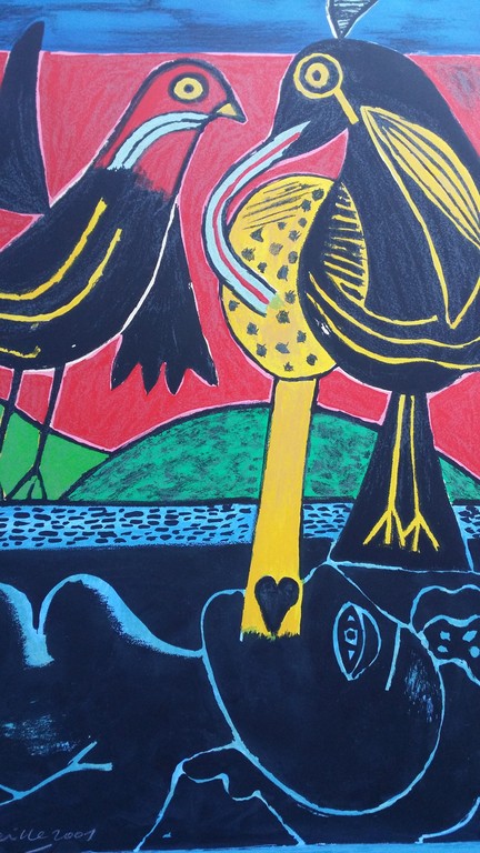 Corneille, zeefdruk, 'Vrouw met vogels' kopen? Bied vanaf 225!