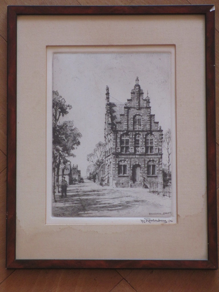 Hendrikus Roodenburg - Hendrik Roodenburg, Raadhuis Graft, Ets kopen? Bied vanaf 35!