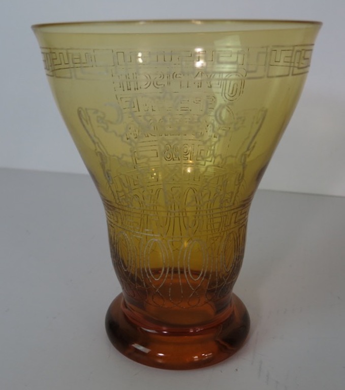 Leerdam: Glas Olympische Spelen 1928 en 2 keer oranje bekerglas kopen? Bied vanaf 120!