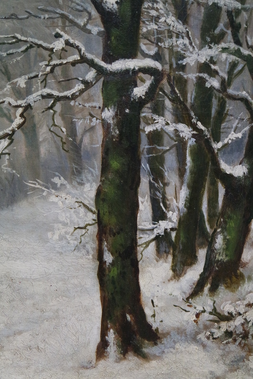 Gerrit Jan Derens (1831-1898) - olieverf op doek - winters bosgezicht kopen? Bied vanaf 185!