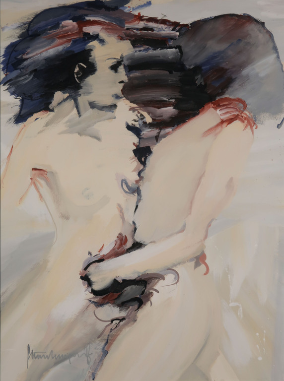 Guus Steenbergen: Gouache op papier, Intermissie - Ingelijst kopen? Bied vanaf 60!