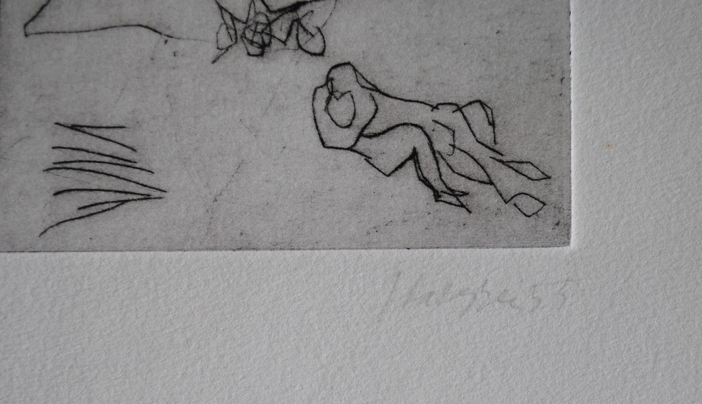 Ger Lataster - ets (zwart-wit): vrijend paartje - 1955 : ZÉÉR BIJZONDER!! kopen? Bied vanaf 275!