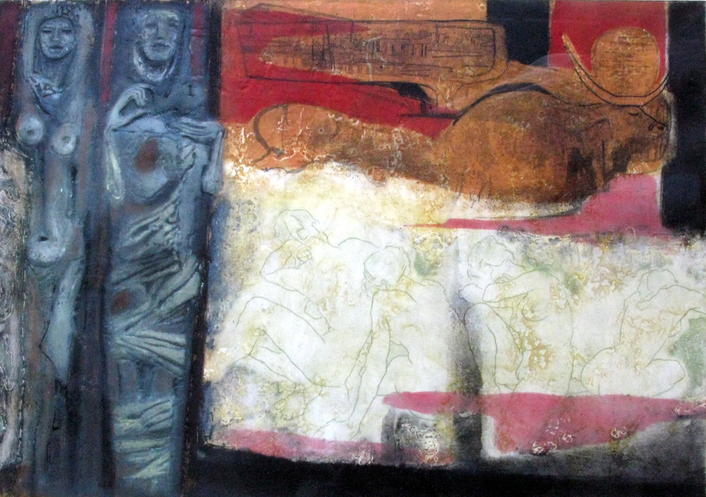 RU van ROSSUM (1924-2007) - groot abstract werk ETS  nr. 8 uit kleine oplage van 35 - GESIGNEERD. verkocht voor € 425!
