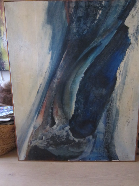 LOUIS DE SWART ABSTRACT OLIE OP DOEK  verkocht voor € 60!