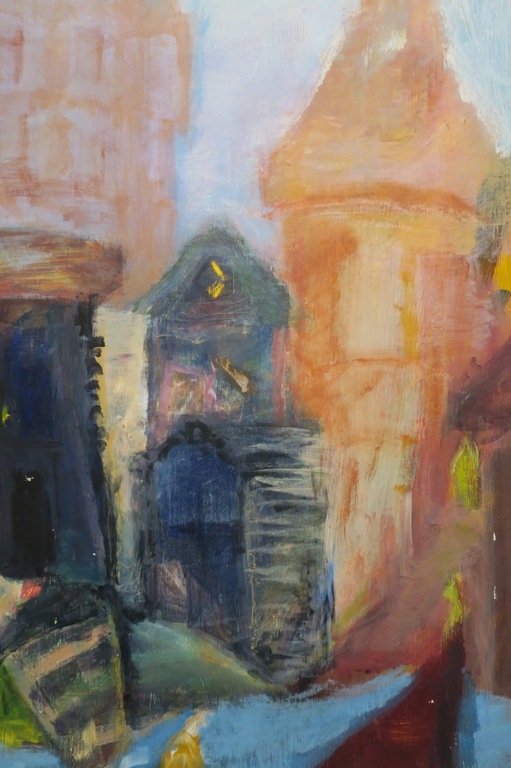 Annette Wessels: Acryl op board, Kasteel - Ingelijst (Zeer groot) kopen? Bied vanaf 100!