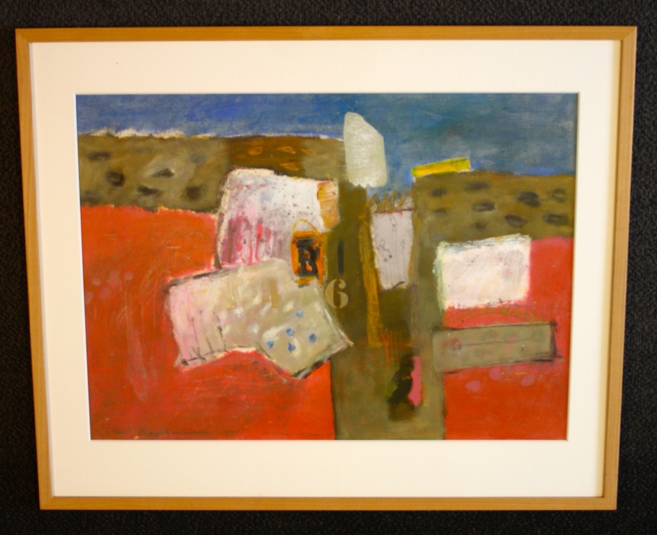 Lita van Engelenhoven, Gouache, Landschap met roze weide verkocht voor € 86!