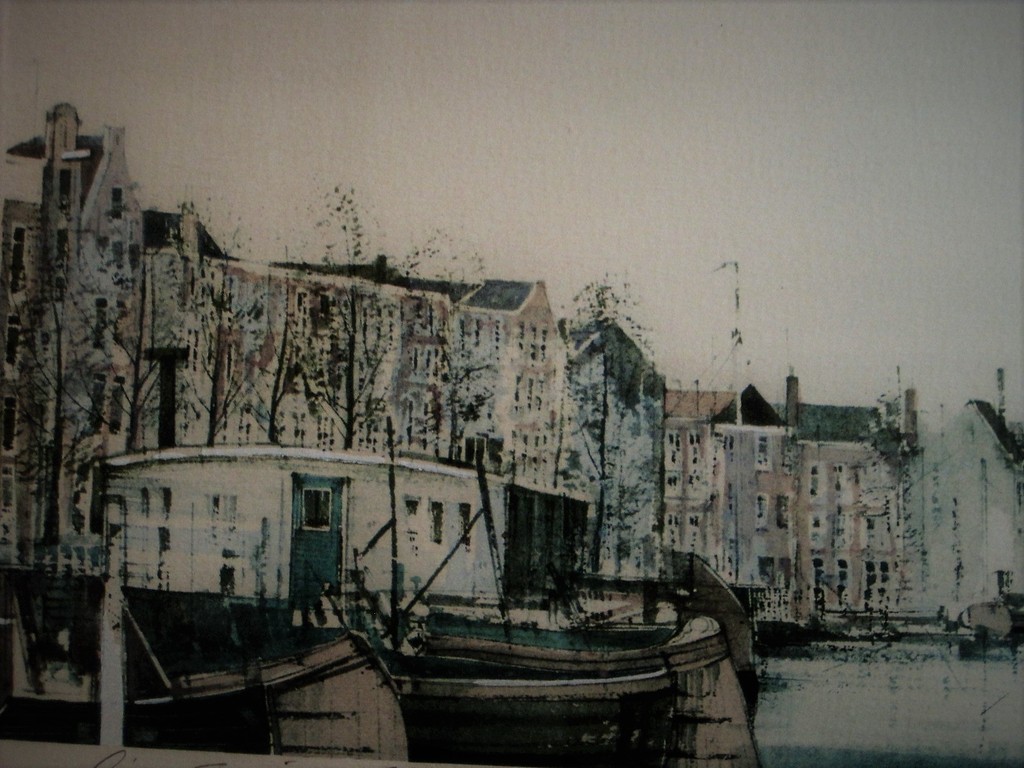GROOT! Litho "Amsterdam Montelbaanstoren en Oudeschans" oplage 54/250 gesigneerd kopen? Bied vanaf 1!