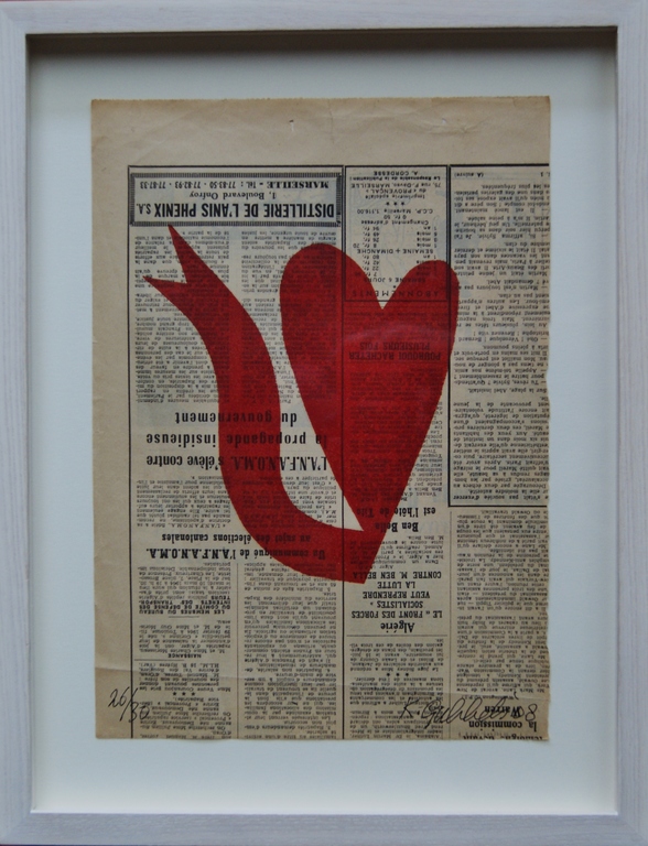 Klaas Gubbels houtdruk op Franse krant. verkocht voor € 375!