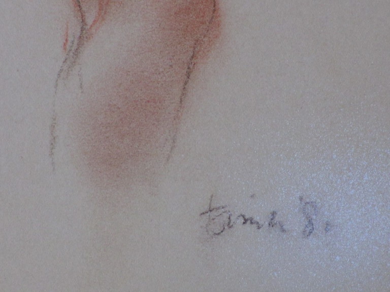 Onbekende kunstenaar, Naakt op de rug gezien, Roodkrijttekening kopen? Bied vanaf 1!