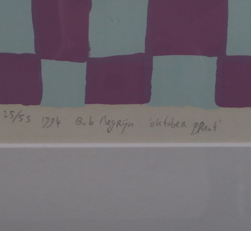 Bob Negrijn: Zeefdruk, Oktober prent - Ingelijst kopen? Bied vanaf 20!