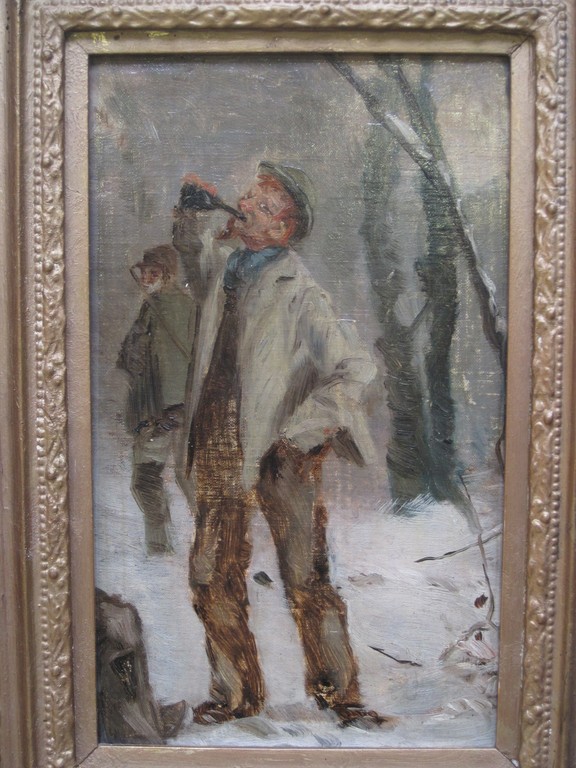 toegeschr. G.J.Staller 1880-1956 olieverf "Dronkaard op Rapenburg" ca. 1930 verkocht voor € 100!