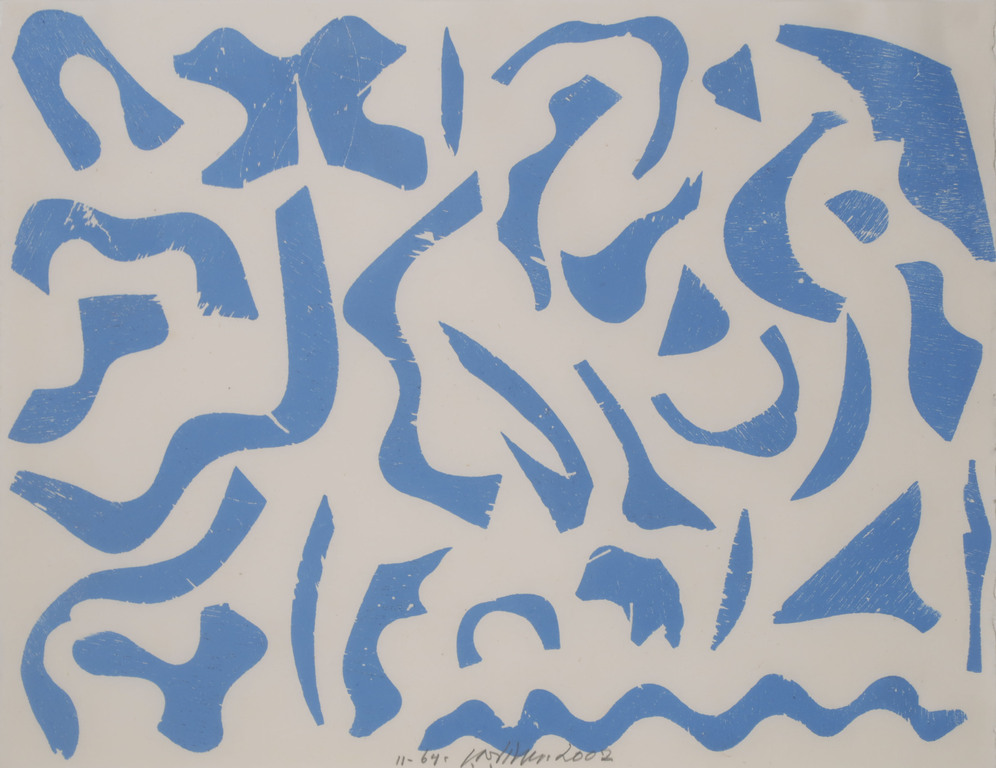 Carel Visser: Houtsnede op Japans papier, Z.T. (Blauw) - Ingelijst kopen? Bied vanaf 100!