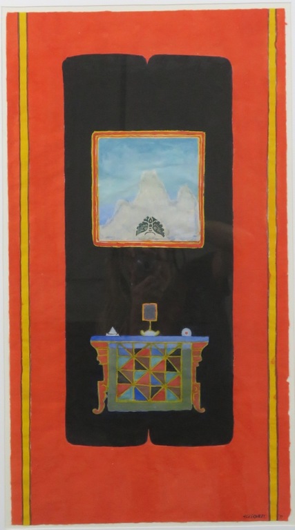 Hans Geernaert: Aquarel en collage, Altar and Butterfly - Ingelijst (groot) kopen? Bied vanaf 1!