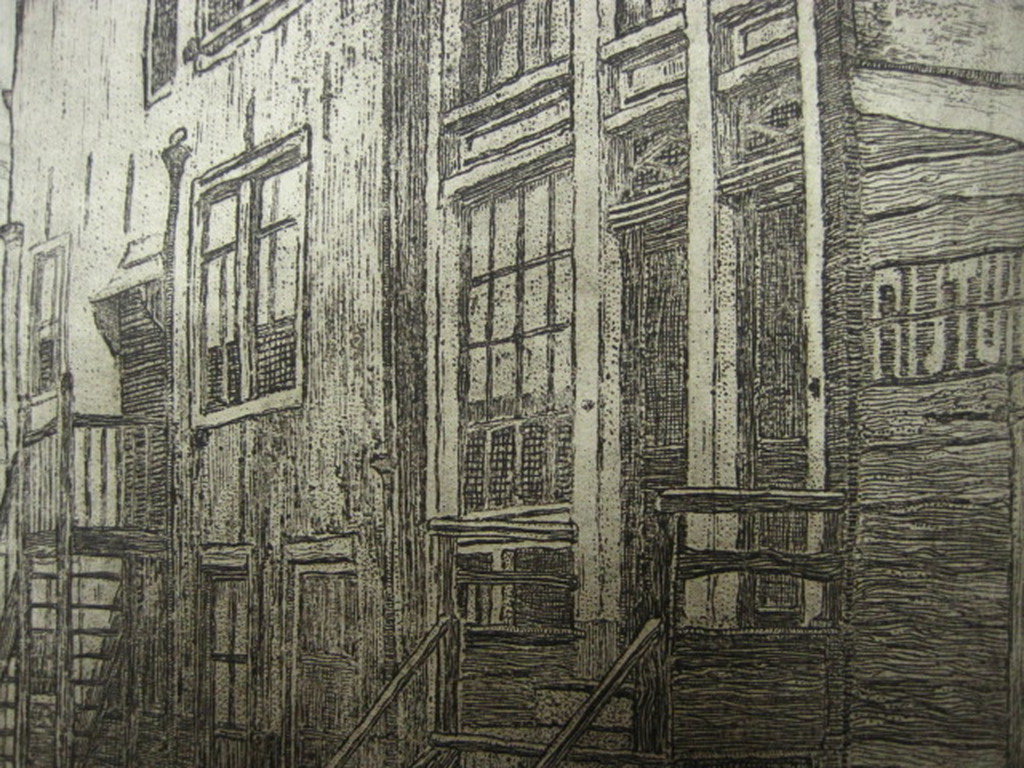 Joh Josseaud 1880-1935 ETS Amsterdam "Driehoekstraat Jordaan" ca. 1910 kopen? Bied vanaf 1!