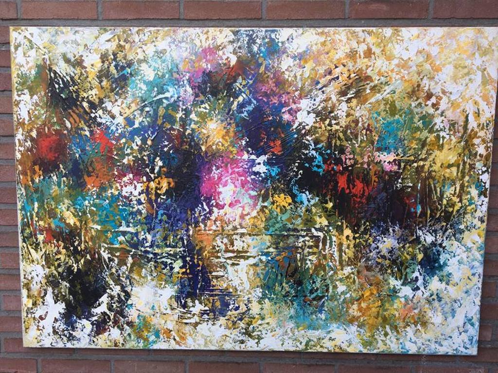 Gena - Abstract. Acrylverf op doek - 2016 - Gesigneerd. verkocht voor € 170!