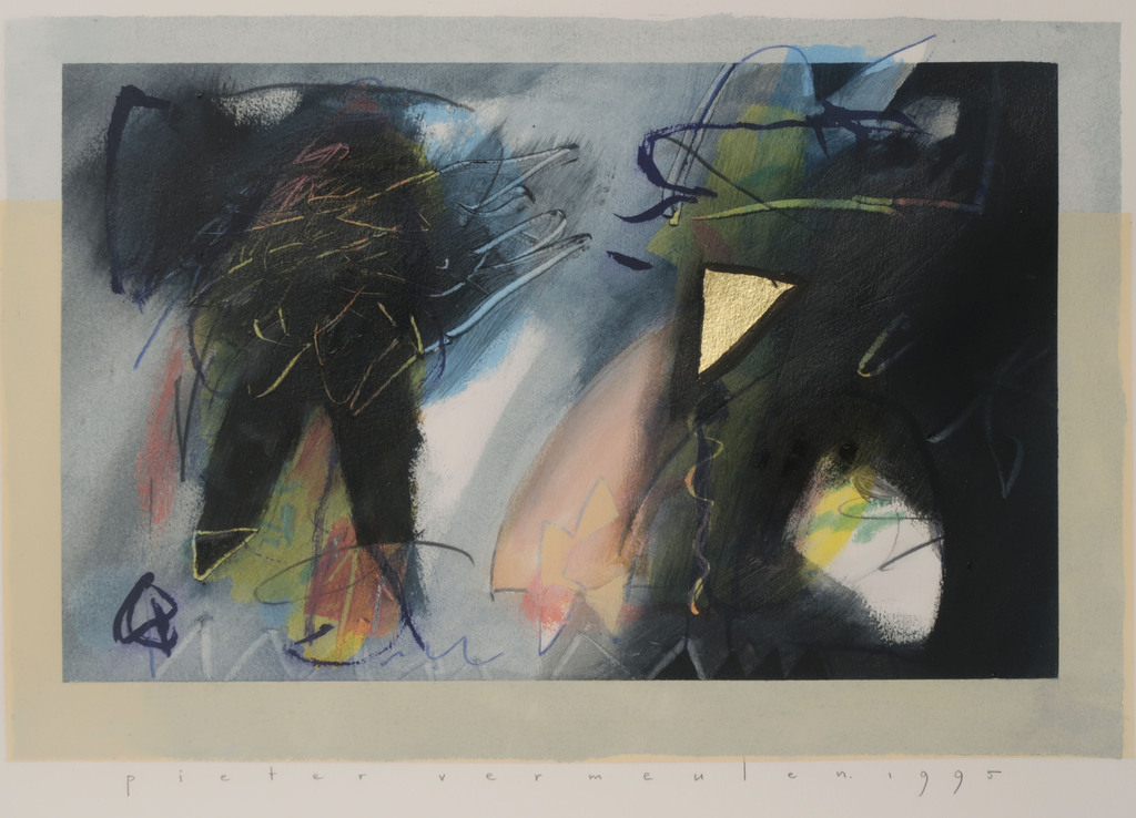 Pieter Vermeulen: Gemengde techniek op papier, Z.T. - Ingelijst kopen? Bied vanaf 35!