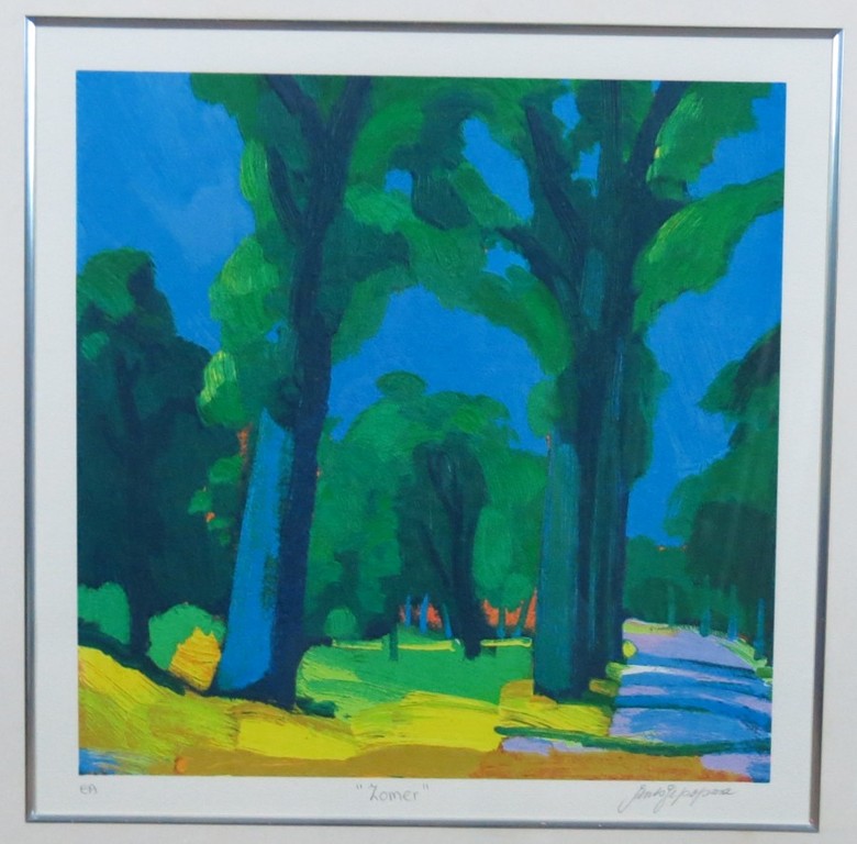 Jentsje Popma: Zeefdruk, Zomer - Ingelijst verkocht voor € 85!